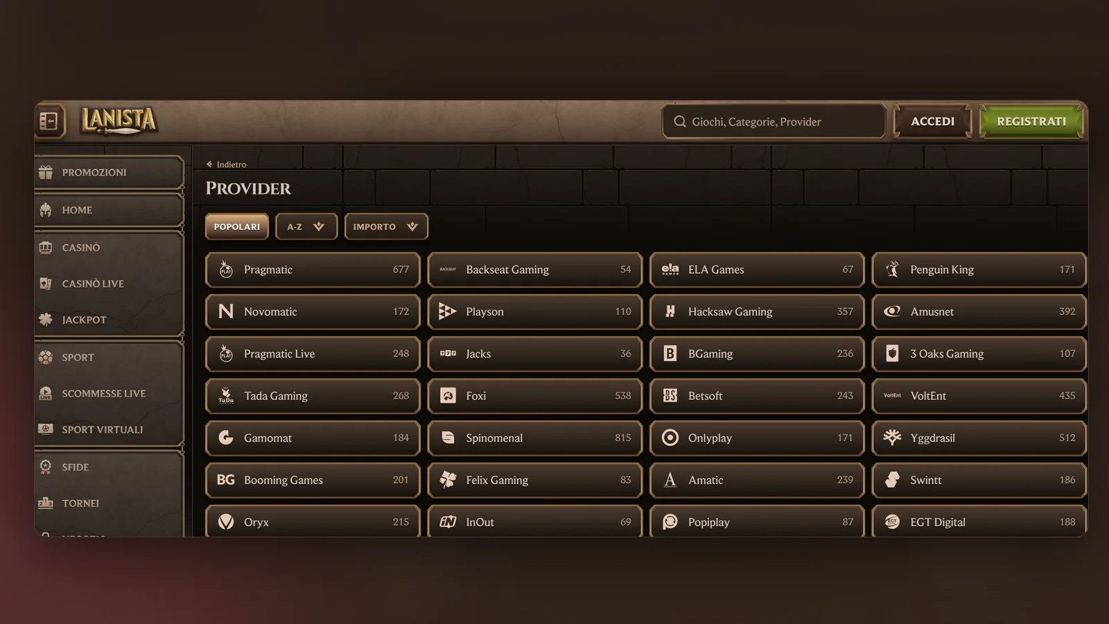 Per chi ha uno studio preferito: la pagina Provider